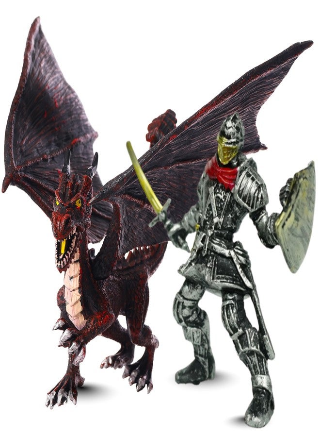 Mallexo Realistic Flying Dragons Dino Animal Toy for Kids 3+ with 1PCS Attractive Warrior Toys Action Figurine Playset for Boys and Girls Birthday Gift for Children Decor & Educational Items (Red) - Image 1